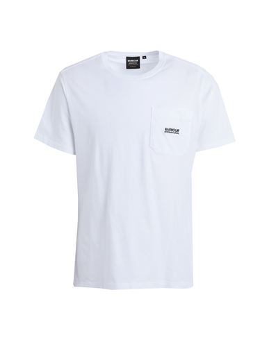 Barbour Man T-shirt White Size S Cotton, Elastane