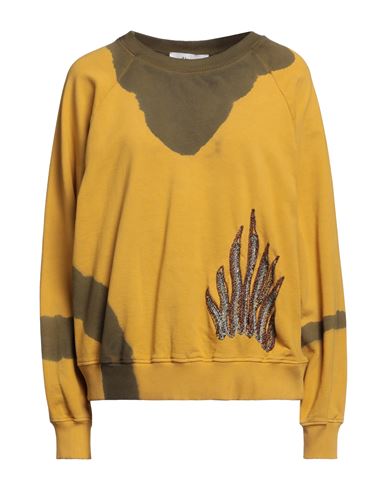 Dimora Woman Sweatshirt Ocher Size 6 Cotton In Yellow