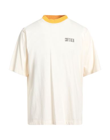 Marcelo Burlon County Of Milan Marcelo Burlon Man T-shirt Cream Size Xs Cotton, Elastane In White
