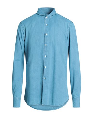 Harmont & Blaine Man Denim Shirt Blue Size L Cotton