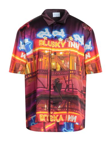 Blue Sky Inn Wizard Photographic-print Relaxed-fit Satin Shirt In Purple