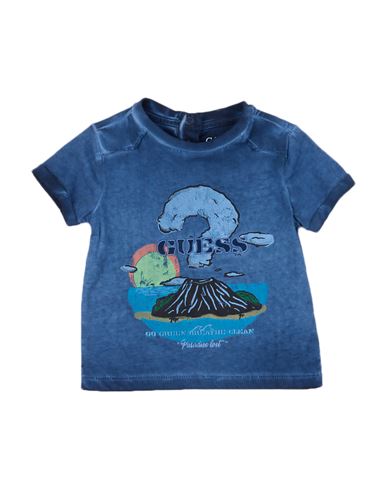 Guess Babies'  Newborn Boy T-shirt Slate Blue Size 3 Cotton