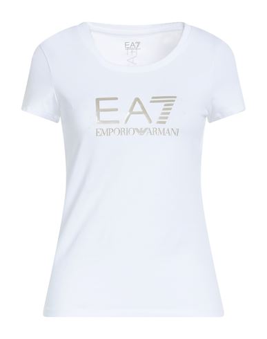 Ea7 Woman T-shirt White Size Xs Cotton, Elastane