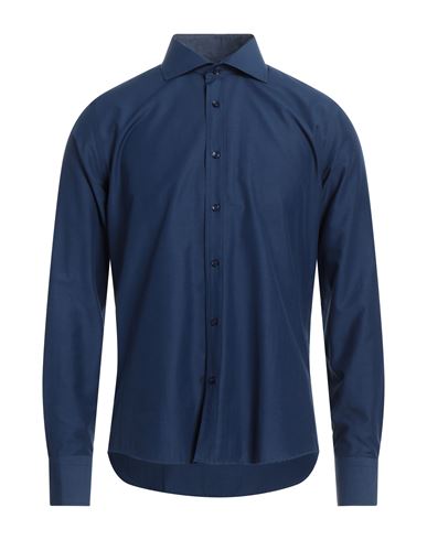 Egon Von Furstenberg Man Shirt Navy Blue Size 16 Cotton