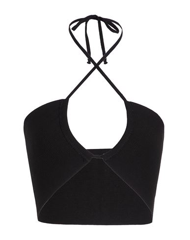 8 By Yoox Viscose Blend Twist Strap Knit Top Woman Top Black Size Xxl Viscose, Polyester