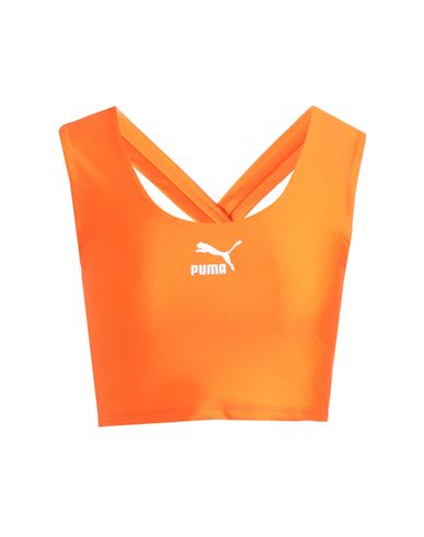 Puma T7 Crop Top Woman Top Orange Size L Polyester, Elastane