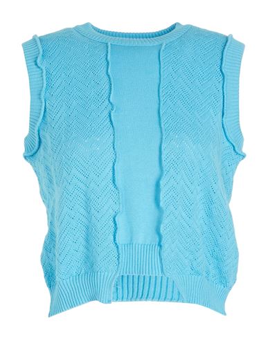 8 By Yoox Cotton Patchwork Tank Top Woman Top Azure Size Xxl Organic Cotton In Blue