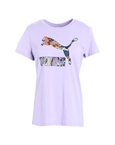 Puma Classics Logo Infill Tee Woman T-shirt Light Purple Size Xs Cotton