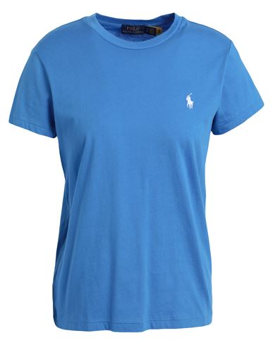 Shop Polo Ralph Lauren Woman T-shirt Azure Size L Cotton In Blue