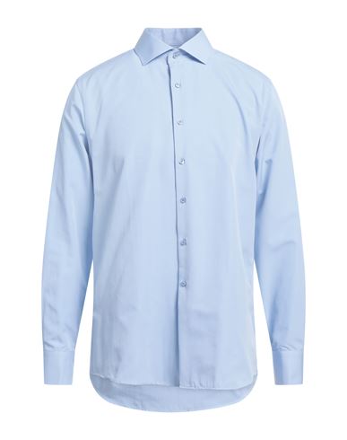 Egon Von Furstenberg Man Shirt Azure Size 15 Cotton In Blue