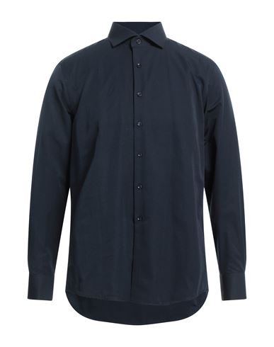 Shop Egon Von Furstenberg Man Shirt Midnight Blue Size 16 Cotton