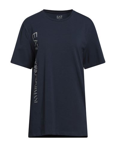 Ea7 Woman T-shirt Midnight Blue Size S Cotton, Elastane