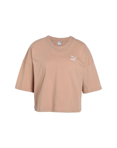 Puma Classics Oversized Tee Woman T-shirt Sand Size Xs Cotton In Beige