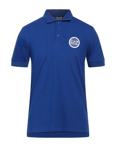 Ea7 Man Polo Shirt Blue Size 3xl Cotton