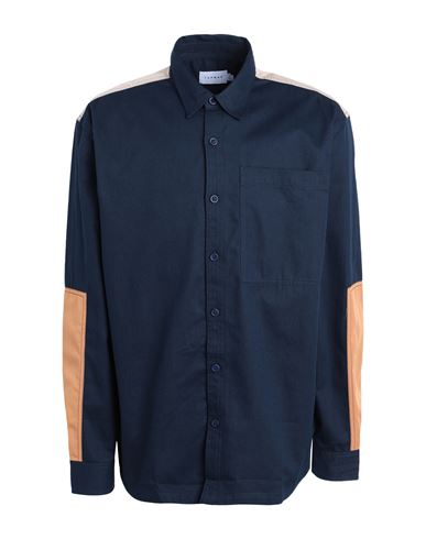 Topman Man Shirt Navy Blue Size M Cotton, Polyester