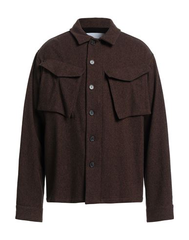 Kenzo Man Shirt Dark Brown Size Xxl Wool, Polyamide, Elastane