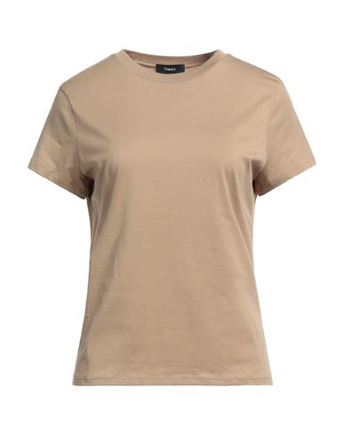 Theory Woman T-shirt Sand Size Xxl Pima Cotton In Beige