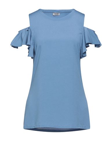 Liu •jo Woman Blouse Pastel Blue Size L Polyester, Viscose, Elastane