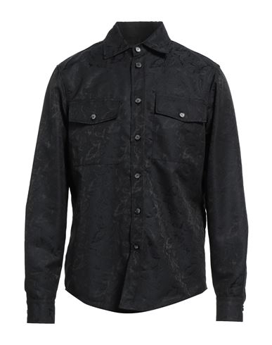Messagerie Man Shirt Black Size L Polyester, Wool, Viscose