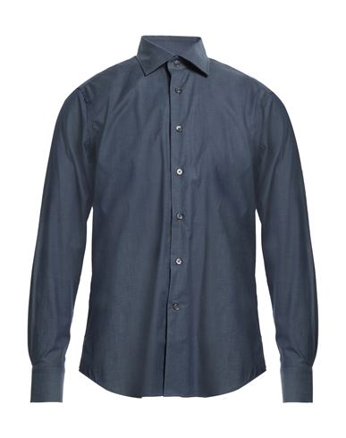 Bagutta Man Shirt Slate Blue Size 17 ½ Cotton, Elastane