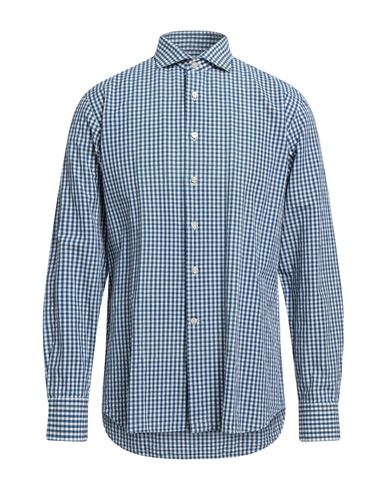 Alessandro Gherardi Man Shirt Blue Size 16 Cotton, Linen