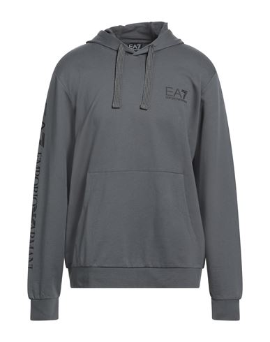 Ea7 Man Sweatshirt Charcoal Size Xxl Cotton In Gray