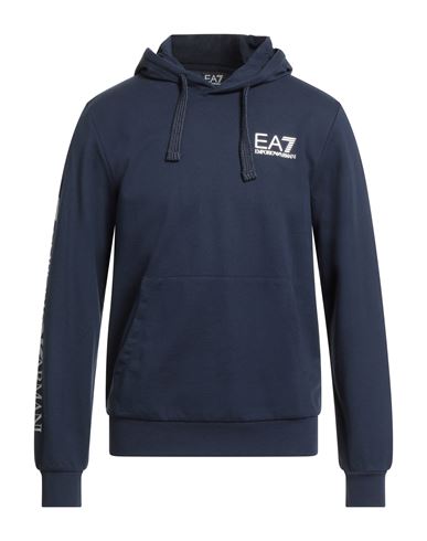 Ea7 Man Sweatshirt Navy Size 3xl Cotton, Elastane In Gold