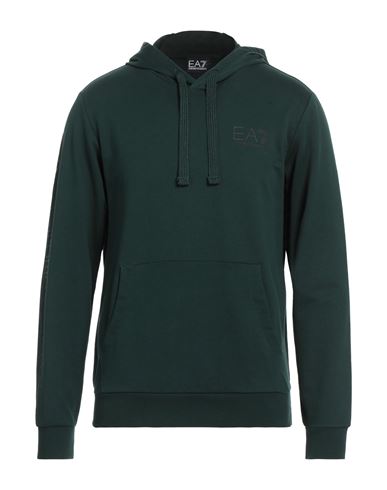 Ea7 Man Sweatshirt Dark Green Size M Cotton, Elastane