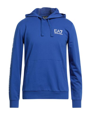 Ea7 Man Sweatshirt Bright Blue Size Xxl Cotton, Elastane
