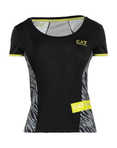 Ea7 Woman T-shirt Black Size M Polyester, Elastane