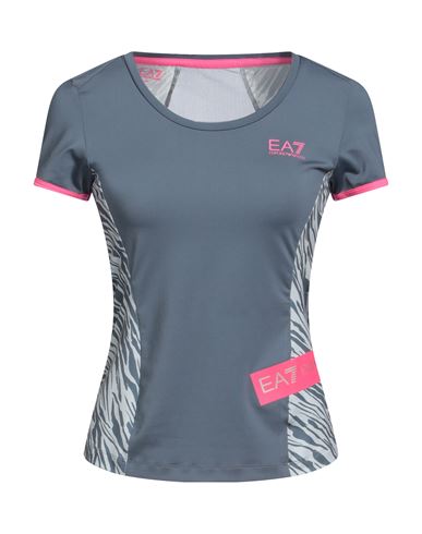 Ea7 Woman T-shirt Slate Blue Size Xxl Polyester, Elastane
