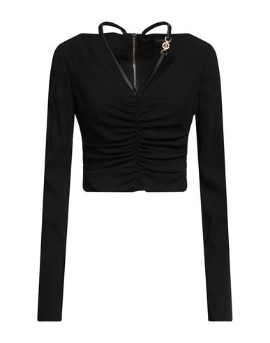 Versace Woman Top Black Size 8 Viscose, Elastane