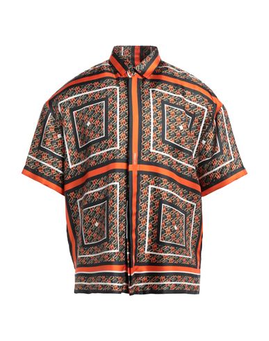 Les Hommes Man Shirt Orange Size 40 Silk