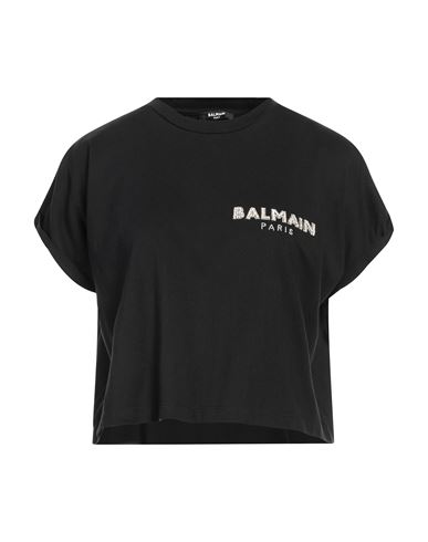Balmain Woman T-shirt Black Size M Cotton