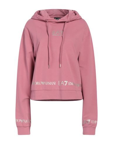 Ea7 Woman Sweatshirt Pastel Pink Size L Cotton, Elastane