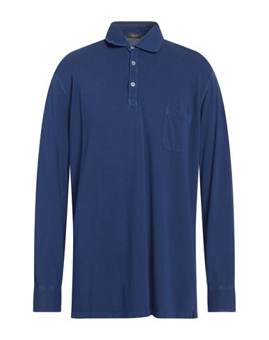 Rossopuro Man Polo Shirt Blue Size 8 Cotton