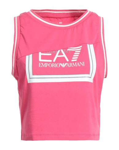 Ea7 Woman T-shirt Fuchsia Size S Cotton, Elastane In Pink