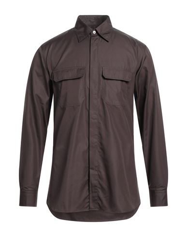 Dunhill Man Shirt Dark Brown Size Xxl Cotton