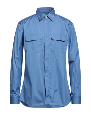 Dunhill Man Shirt Slate Blue Size Xl Cotton