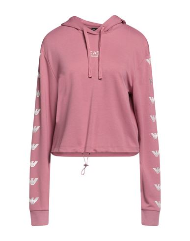 Ea7 Woman Sweatshirt Pastel Pink Size Xl Viscose, Polyamide, Elastane