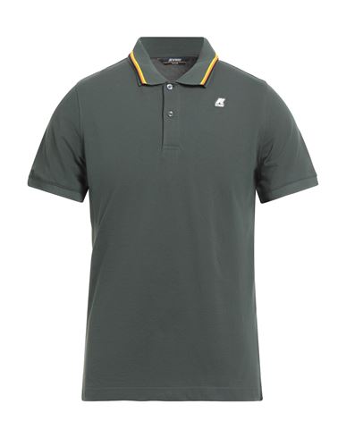 K-way Jud Man Polo Shirt Military Green Size M Cotton, Elastane