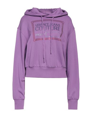 Shop Versace Jeans Couture Woman Sweatshirt Light Purple Size Xxl Cotton, Elastane