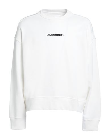 Jil Sander Crew Neck Long Sleeve Boxy Fit Printed Logo Sweatshirt In White