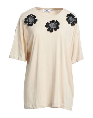 Jijil Woman T-shirt Beige Size 8 Cotton