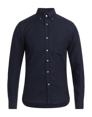 Dunhill Man Shirt Midnight Blue Size Xxl Cotton, Cashmere