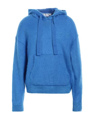 Off-white Man Sweatshirt Bright Blue Size Xs Mohair Wool, Wool, Polyamide