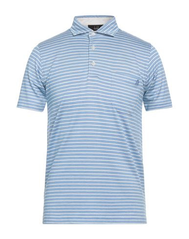 Dunhill Man Polo Shirt Light Blue Size L Cotton, Mulberry Silk