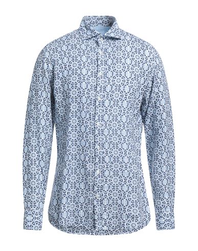 Bastoncino Man Shirt Azure Size 17 ½ Linen In Blue