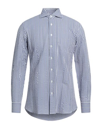 Lardini Man Shirt Navy Blue Size 16 Cotton