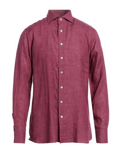 Lardini Man Shirt Mauve Size 16 Linen In Purple